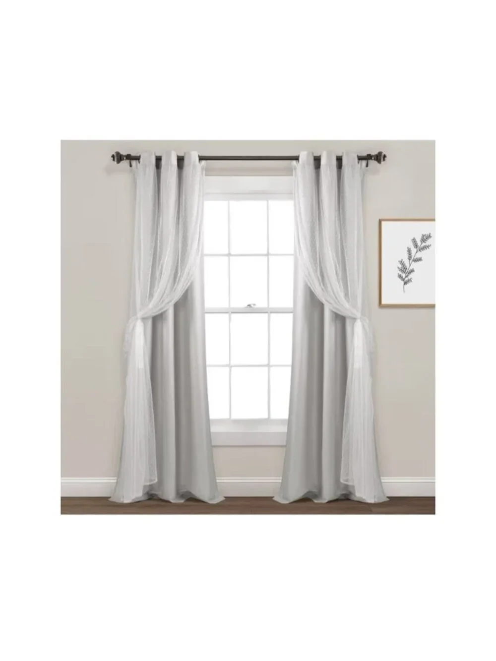 Cottage Polka Dot Sheer Window Curtain Panel Set of 2-38